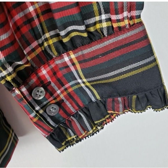 J. Crew Red and Black Off-the-Shoulder Tie Front Blouse - Picture 8 of 15